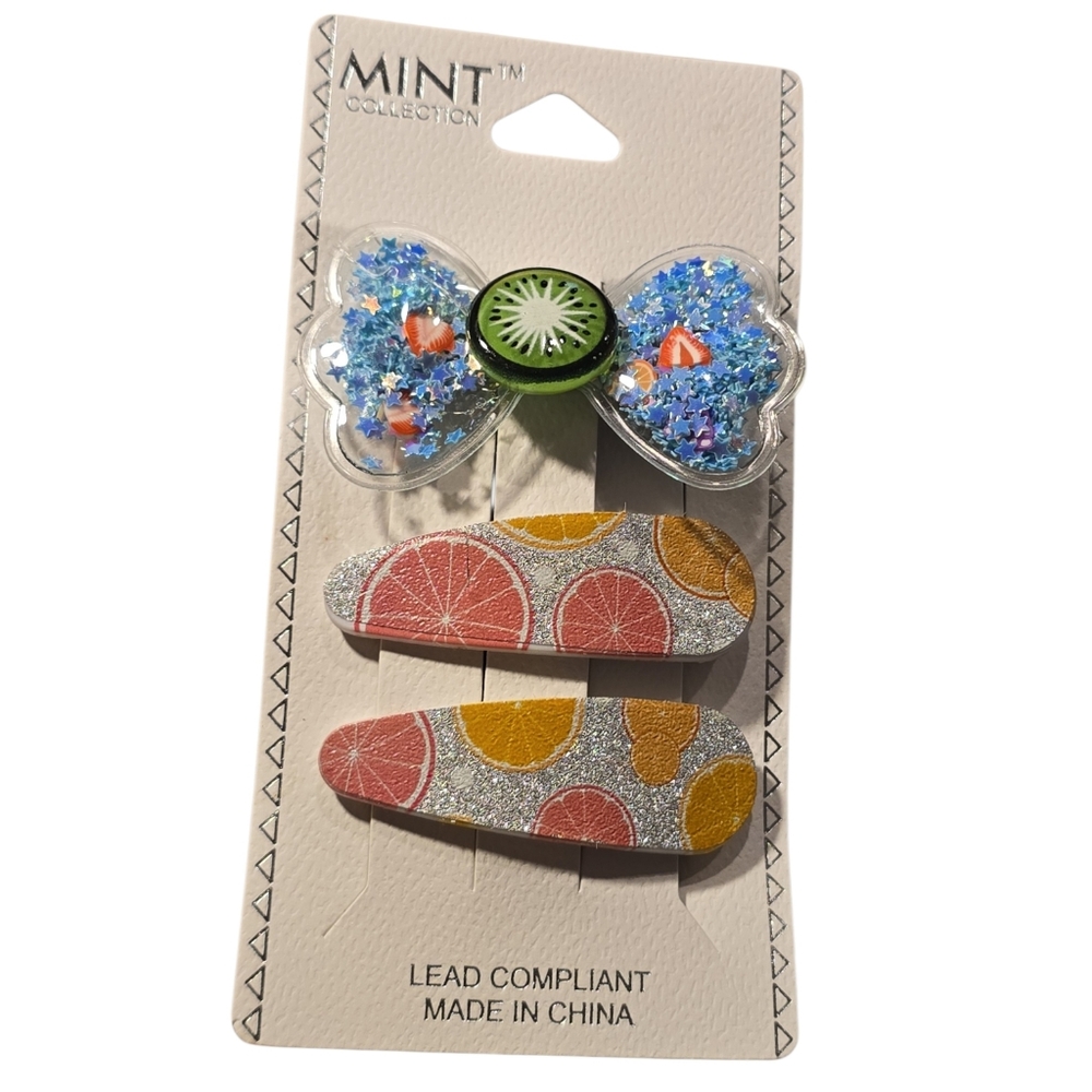 Kids‎ Fruit Bow & Citrus Clip Set in Blue, Pink, Yellow